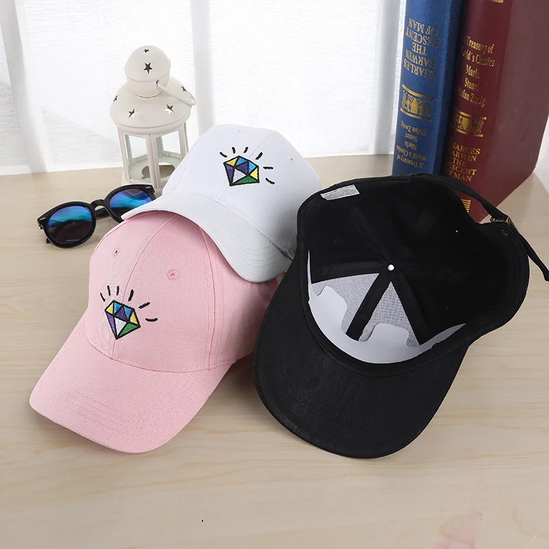 Летом Крышки Snapback Женщины Сплошной Цвет Геометрическая Алмаз Вышивка Хип-Хоп