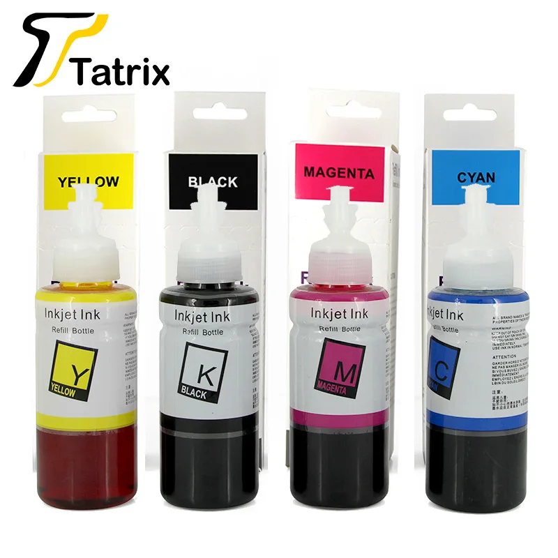 Чернила Tatrix для заправки красителей, бутылочные чернила 4*70 мл, T6641, T6642, T6643, T6644 для EPSON L100, L120, L130, L210, L220, L310, L350, L362, L565, L655