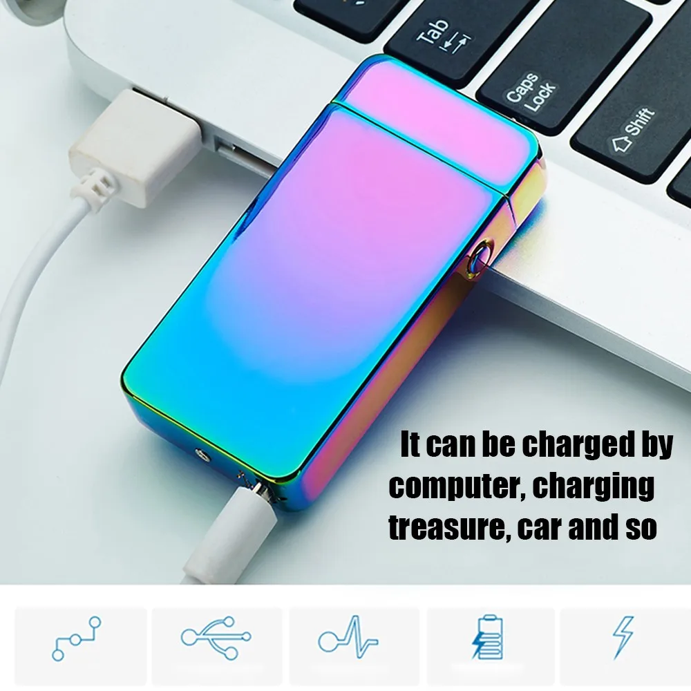USB Электрический двойной дуговой металлический беспламенный фонарь