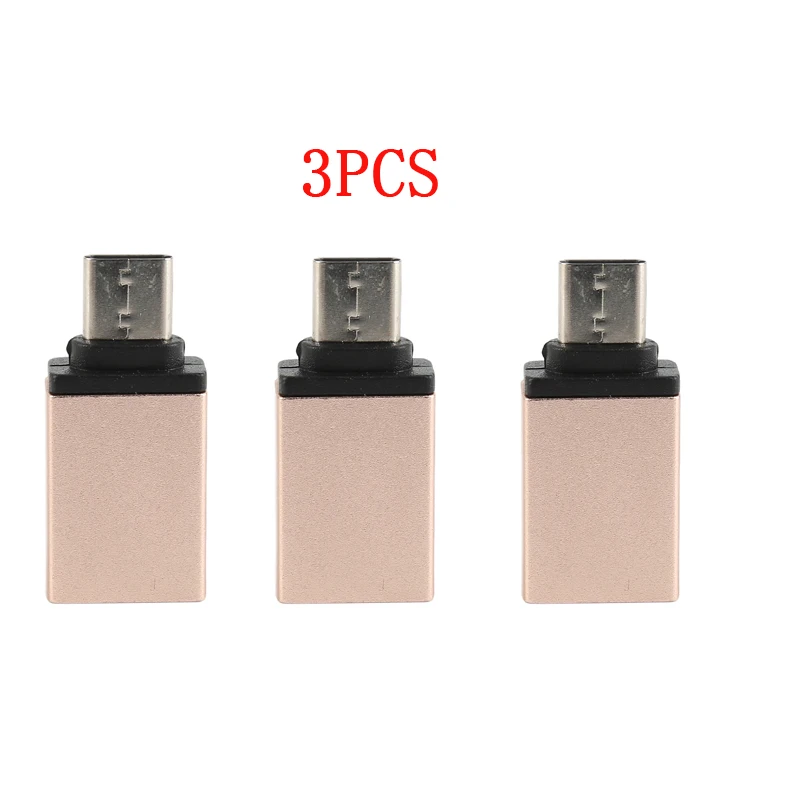 3PCS Gold Универсальный USB-C type C штекер Micro USB 3,0 Женский OTG адаптер синхронизации данных конвертер для телефона Macbook samsung S9 One plus USBC - Цвет: 3PCS Gold