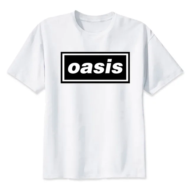 Oasis Футболка мужская музыкальная марка 2017 крутая забавная белая футболка с