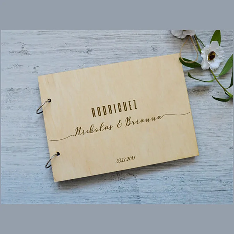 Деревянный деревенский свадебный альбом для гостей Персонализированная