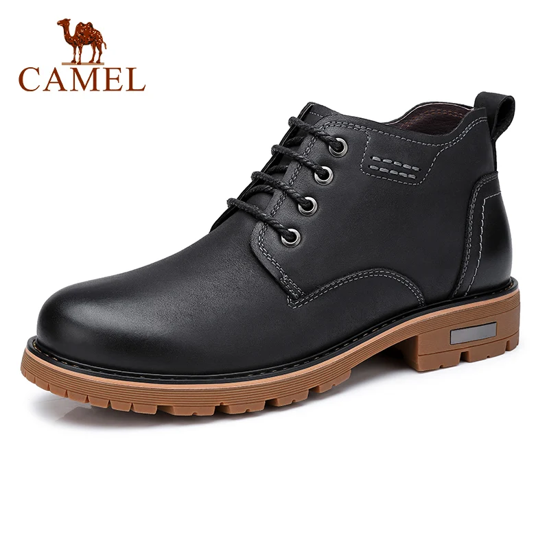 Мужские ботинки из натуральной кожи CAMEL коричневые короткие мягкие повседневные