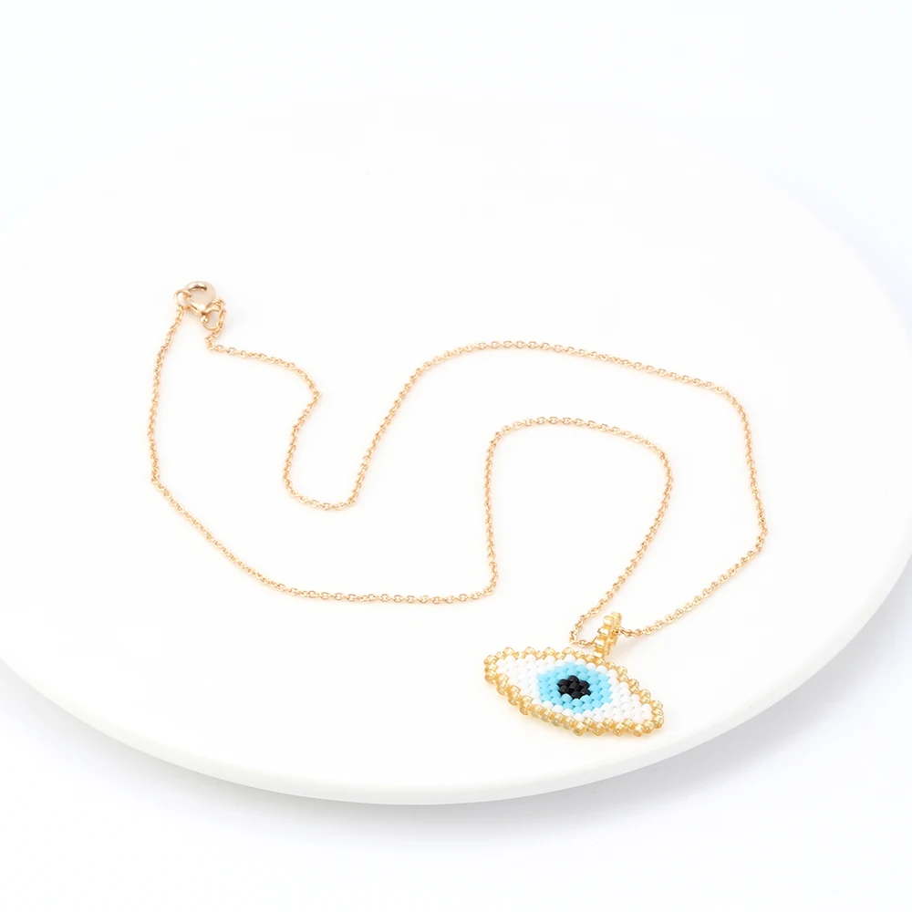 MEIBEADS ожерелье от сглаза MIYUKI из золотой цепочки бисер Evil Eye для женщин ручной