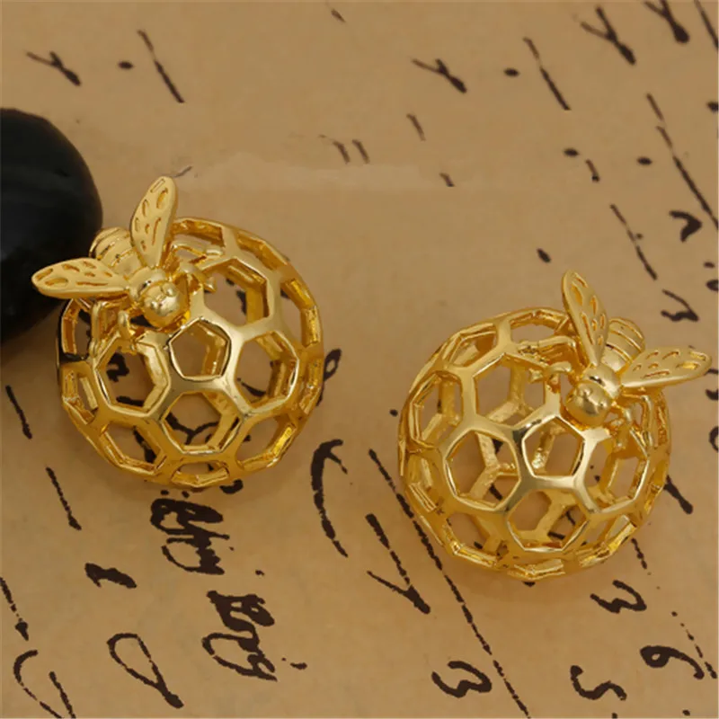 8 сезонов медные 3D Подвески соты Серебряный тон Золотая Пчела полые DIY ювелирных изделий Компоненты 29 мм(1 1/") x 24 мм(1"), 1 шт