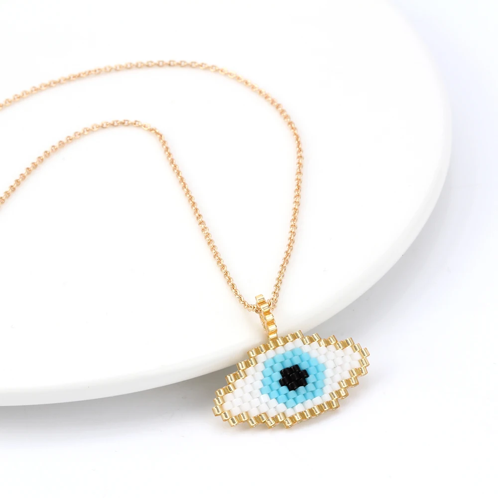 MEIBEADS ожерелье от сглаза MIYUKI из золотой цепочки бисер Evil Eye для женщин ручной