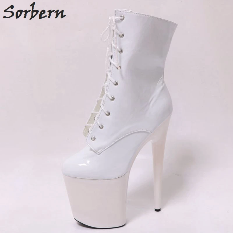 

Sorbern White Women Platform Shoes Ankle Boots For Women Booties New Black/Red 20Cm/10Cm Platform Boots Short Spring 2019