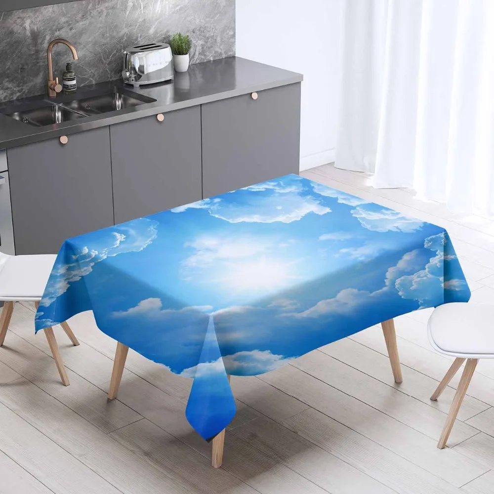 

Else Blue Sky Shining Sun White Clouds Nature 3d Print Washable Thicken Cotton Cloth Rectangular Square Kitchen Tablecloth