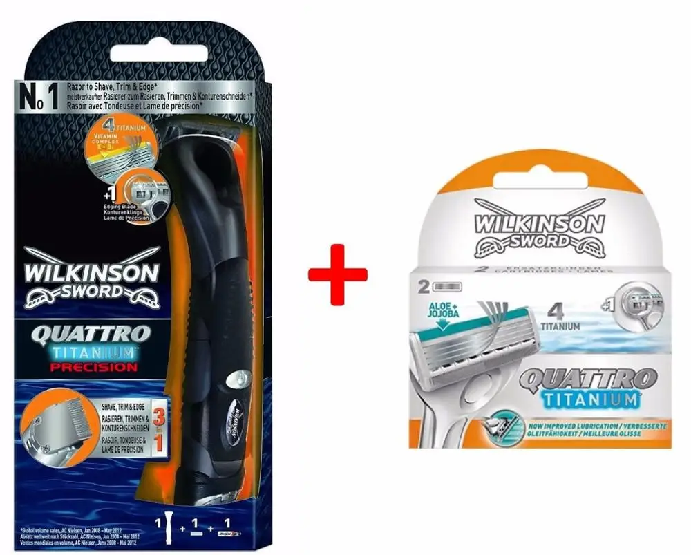 

Wilkinson Sword Quattro Titanium Precision Wet Razor 3 in 1 + 2 blades
