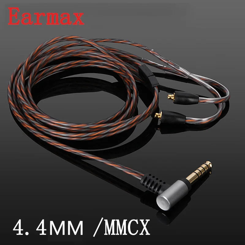 Earmax 4 мм Hi-Fi наушники кабель монокристаллическая Медь серебрение MMCX аудио Замена