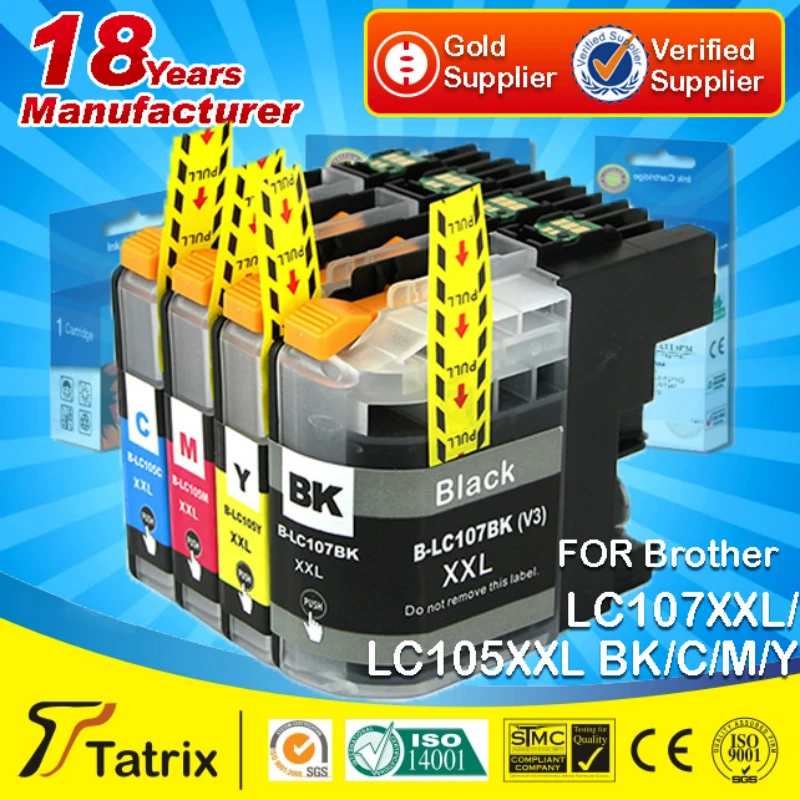 Tatrix 4PK Compatible Ink Cartridge LC105 LC105XXL LC107XXL For Brother MFC-J4710DW/J4610DW/J4510DW /J4410DW/J4310DW/J6520DW | Компьютеры