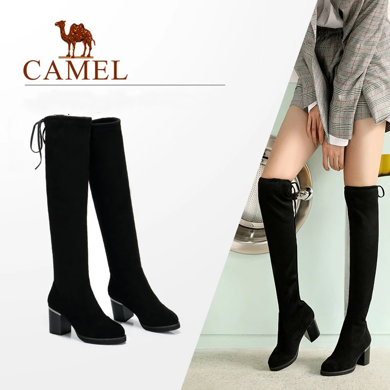 CAMEL/Женская обувь Зимние Сапоги выше колена высокие сапоги до бедра из эластичной