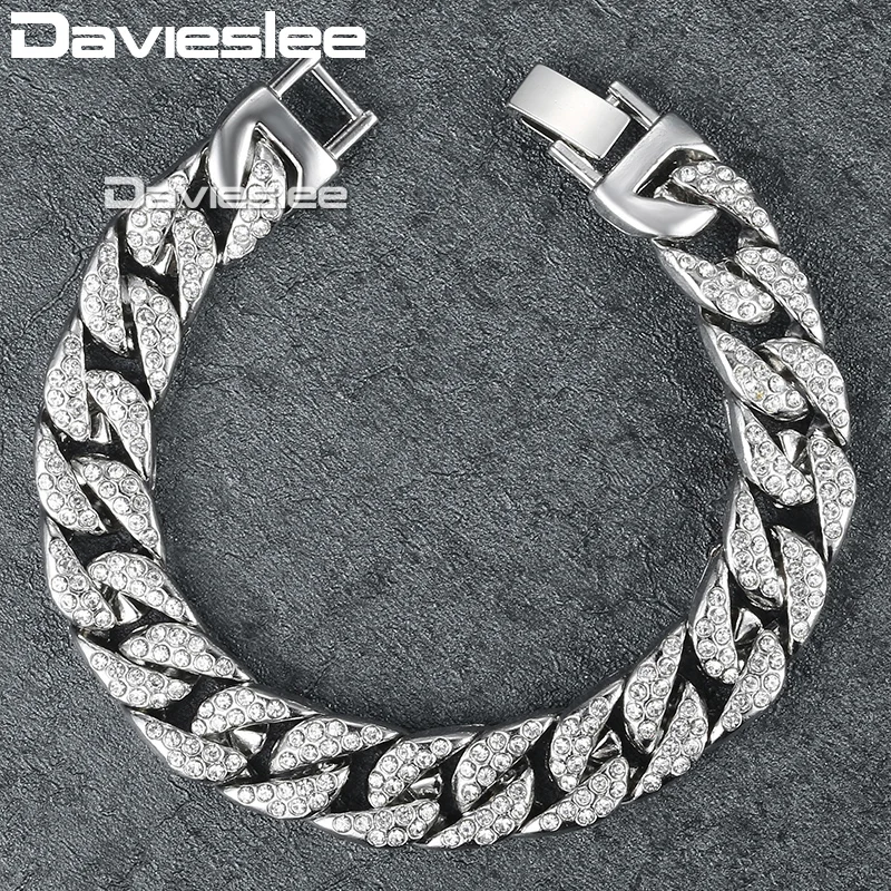 Мужской браслет Davieslee 14 мм 20 см для женщин ювелирные изделия панцирная кубинская