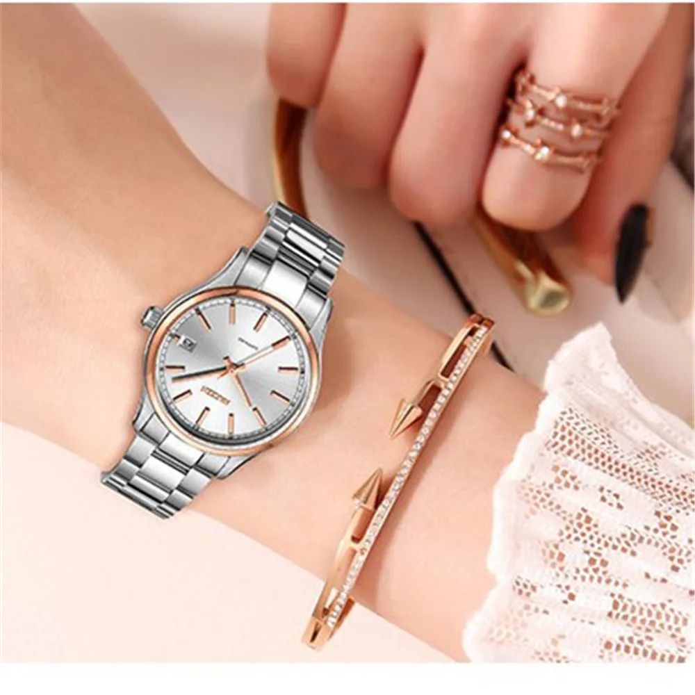 Часы наручные NAKZEN женские кварцевые, повседневные деловые брендовые роскошные, с браслетом из розового золота от AliExpress RU&CIS NEW