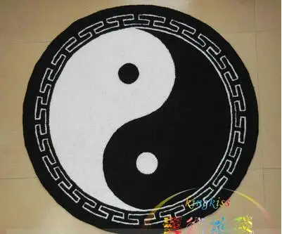 80x80 см круглый черный белый коврик Tai Chi для стула гостиной Противоскользящий