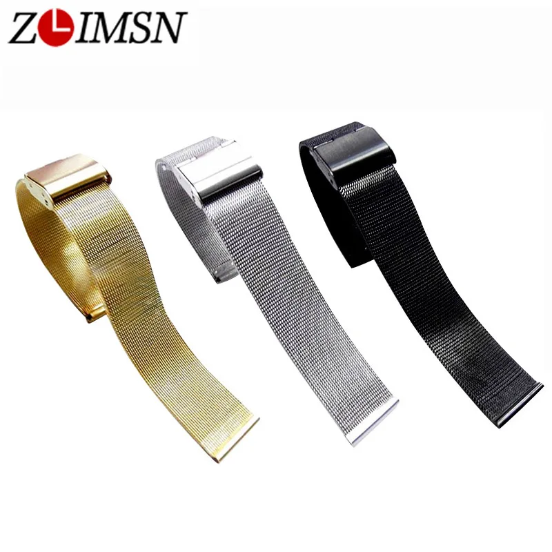 

ZLIMSN Milanese Watch Bracelet 18mm 20mm 22mm 24mm Ultrathin Stainless Steel Universal Metal Strap Black Rose Gold Silvery