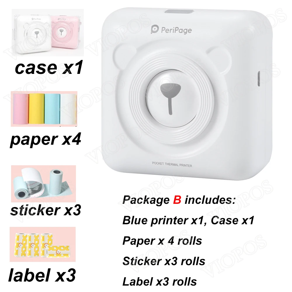 White Package B Мини Карманный фотопринтер для мобильных телефонов Android и iOS - Цвет: White Package B