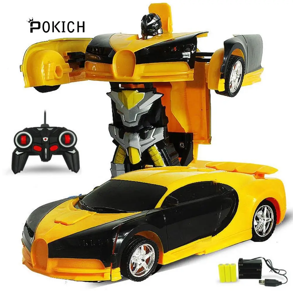 Pokich RC автомобиль роботы-трансформеры спортивный автомобиль модель игрушечные роботы крутая деформация автомобиль дети игрушки подарки для мальчиков - Цвет: Yellow 1