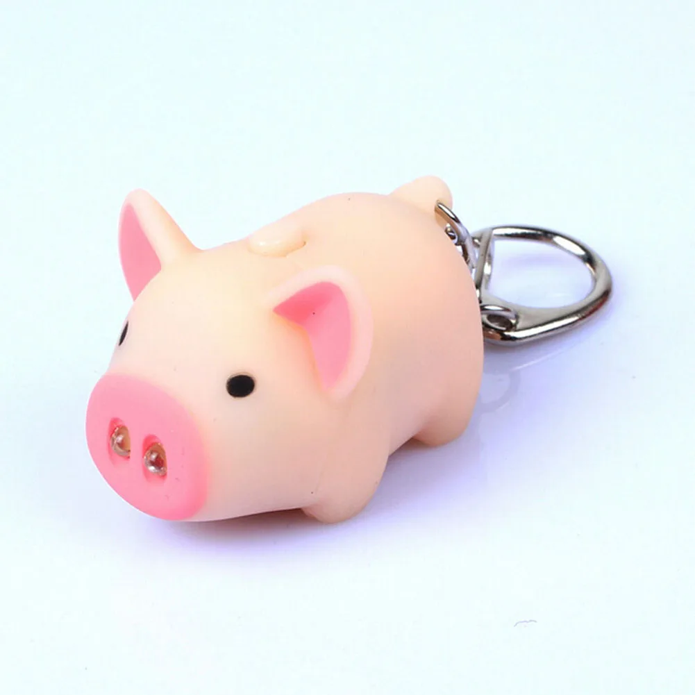 3 colors ! cute pig led keychains flashlight sound rings Creative kids toys pig cartoon sound light keychains child gift