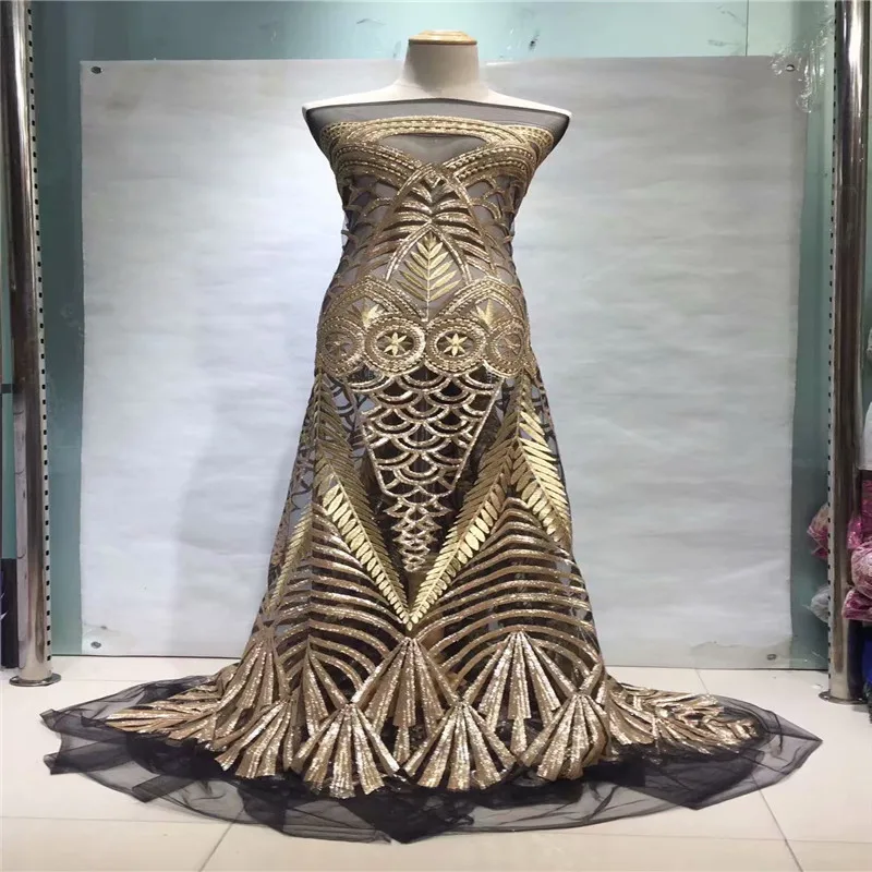 Зеленое Тюлевое кружево с пайетками ткань 2018 новый дизайн вечернее платье чистая