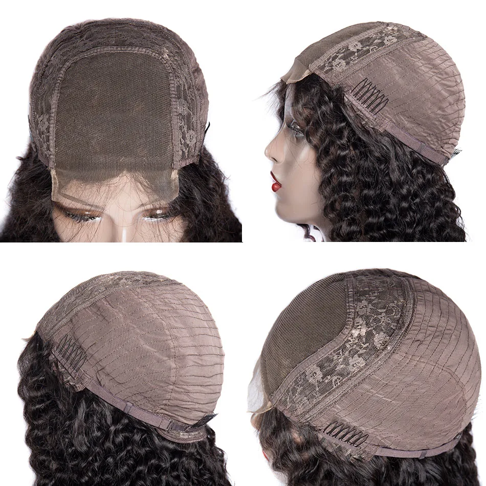 Перуанские 4x4 синтетическое закрытие кудрявый парик фронта шнурка человеческих