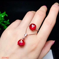 kjjeaxcmy boutique jewelry 925 sterling silver inlaid natural red topaz gemstone female ring necklace pendant support test