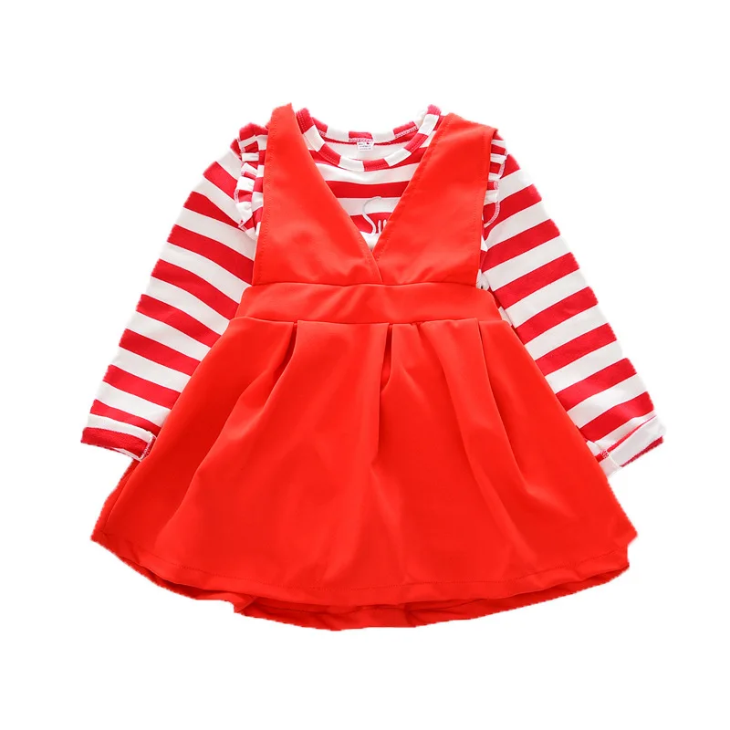 

New Girls Clothing Sets Teenage Girls Clothes School Uniform Girls Striped T Shirt And Dress Set Kids Children Autumn Clothes