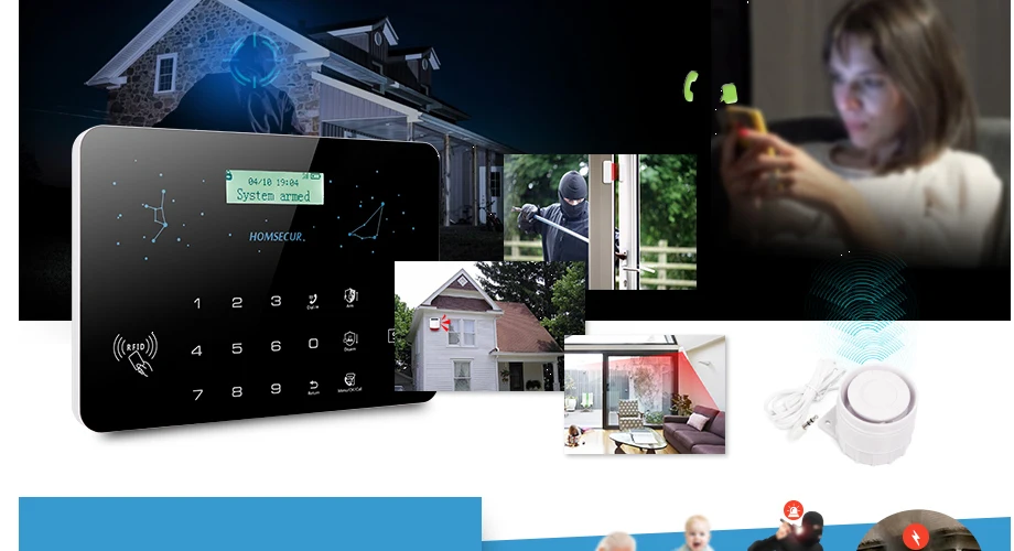 Homsecur беспроводный ЖК-дисплей 3g/WCDMA RFID охранная сигнализация Системы+ Беспроводной IP Камера LC03-3g