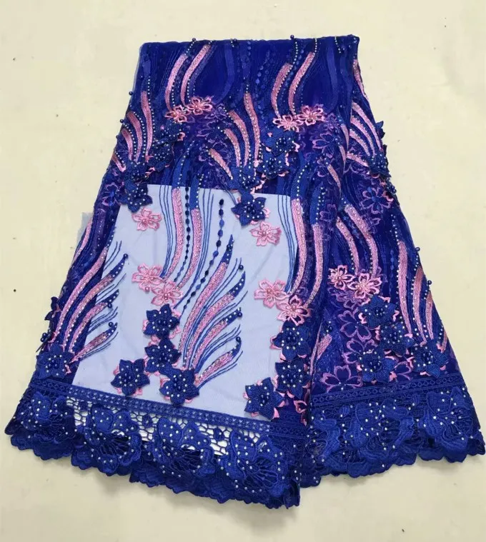 Latest Fashion Nigerian French Lace Fabric pink African Tulle Mesh For Wedding Material With Beads w8-20 | Дом и сад
