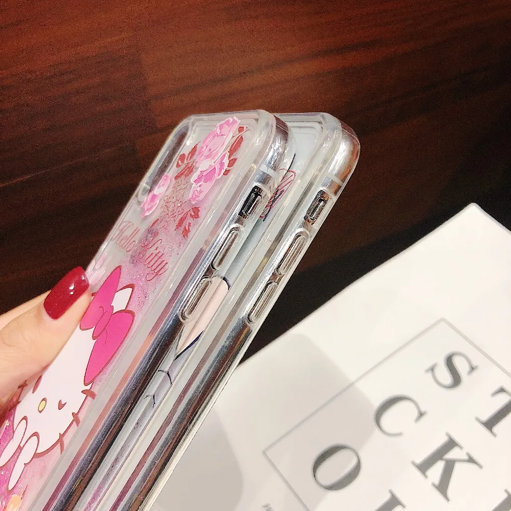 Fashion Phone case For iphone XS Max Liquid Quicksand Hello kitty cover for iPhone XR X 6 7 8 Plus Love bling cases |