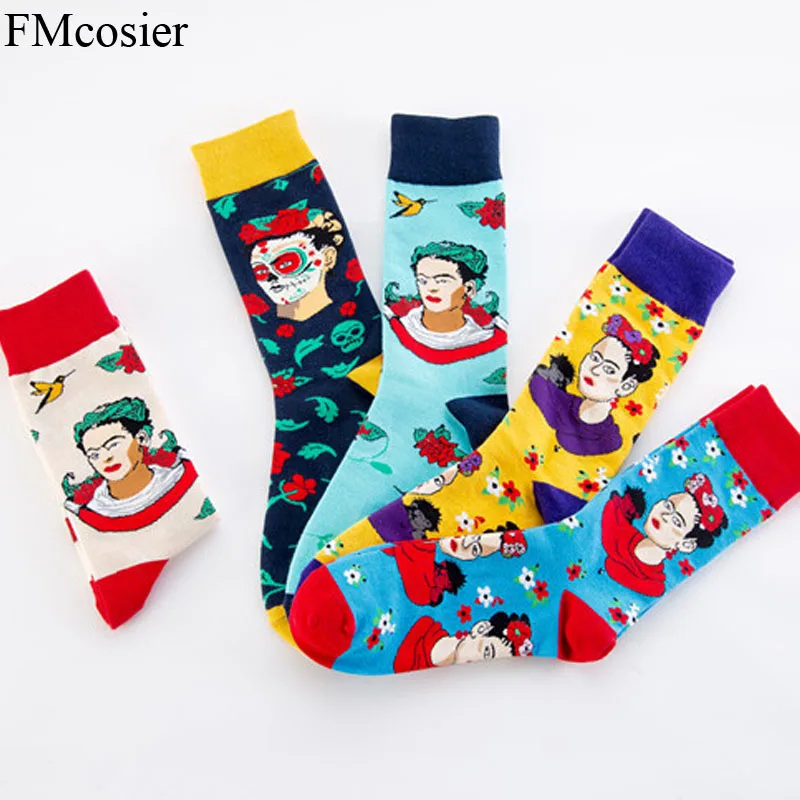 Носки мужские хлопковые с забавным мультяшным принтом разноцветные подарок для