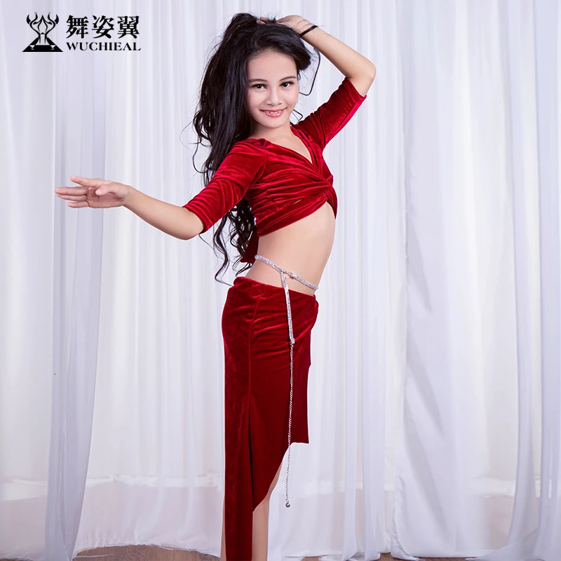 Bellydance/Вельветовая Асимметричная юбка с короткими рукавами и открытыми плечами