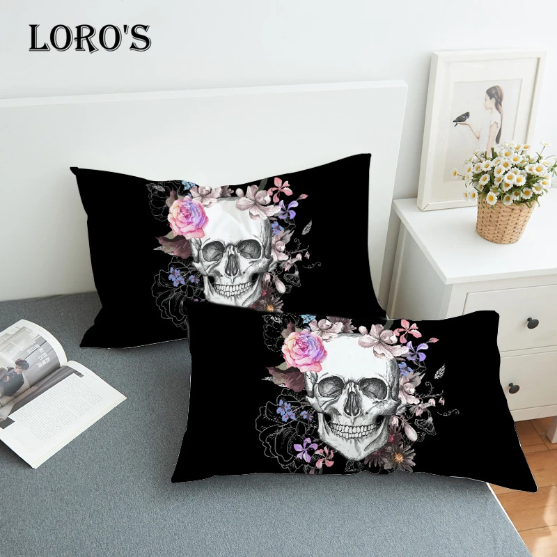 Шикарный сахарный чехол для подушки с черепом и цветочным принтом белая