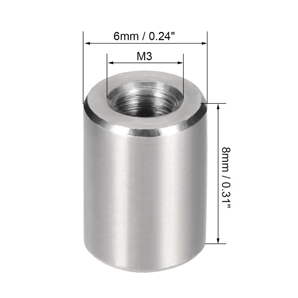Uxcell 10 шт. круглое соединение соединительные гайки M3x8 M4x10 M6x10mm высота рукава стержень шпилька гайка нержавеющая сталь 304 крепежные детали
