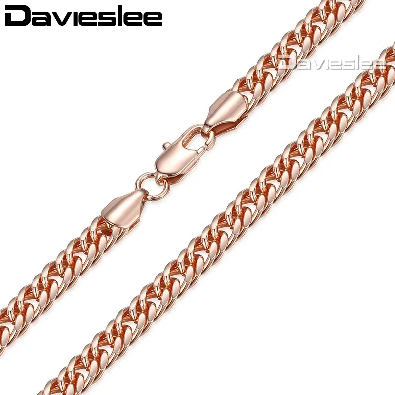 Женское и мужское ожерелье Davieslee из розового золота цепочка с кубинским