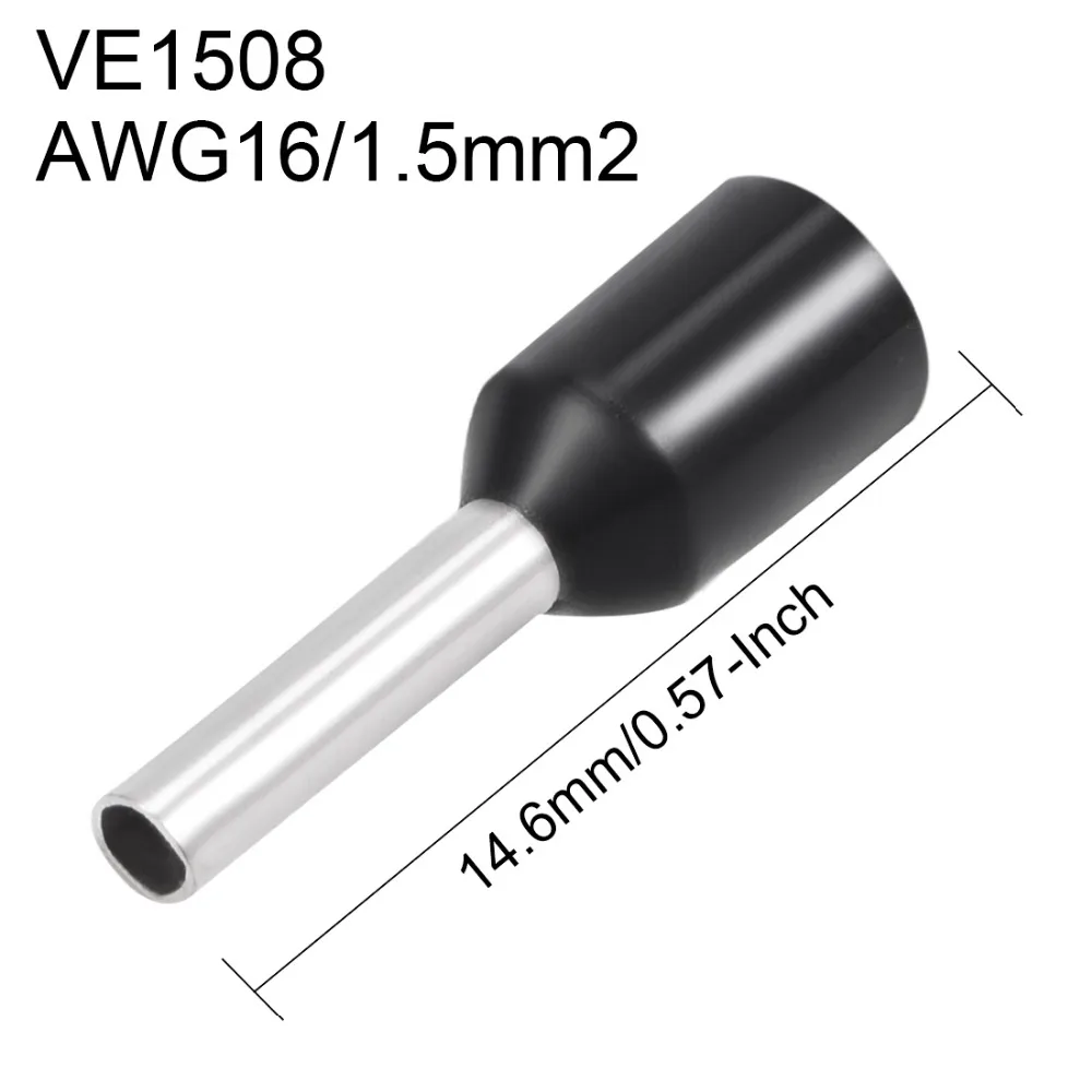 Uxcell 500 шт./лот VE1508 16 AWG изолированный шнур концевой провод медный разъем