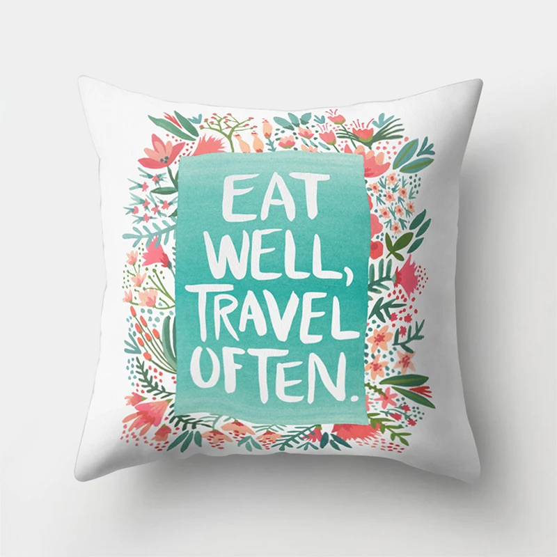 BLRISUP Creative Leaves Flowers English Letters Cushion Cover Home Office Car Sofa Throw Pillow Decorative Pillowcase | Дом и сад