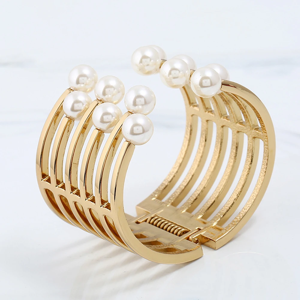 Fashion Elegant Alloy Faux Pearl Open Bangle Women Lady Jewelry Gift | Украшения и аксессуары