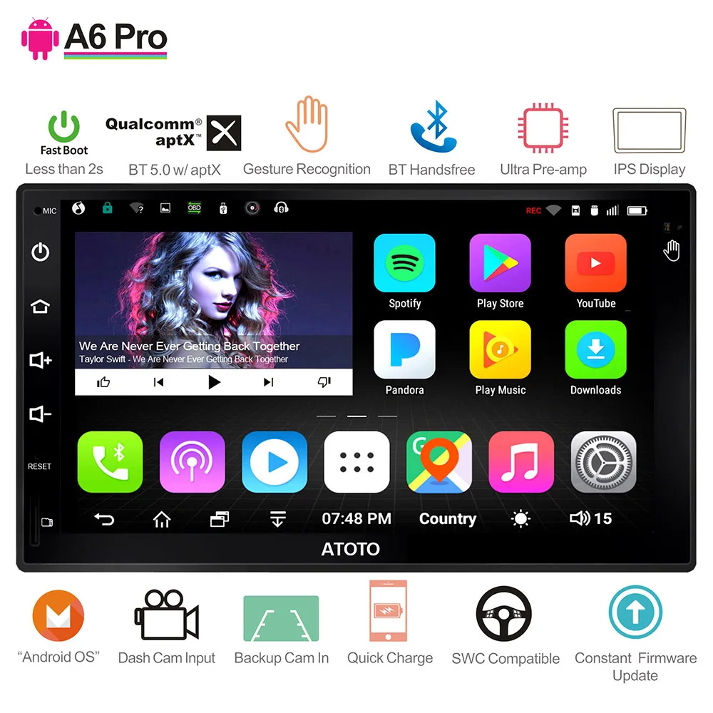 ATOTO A6 2 Din Android автомобильный gps стерео плеер/2x Bluetooth/A6Y2721PR-G/управление жестами рук/Indash двойной din радио/WiFi USB