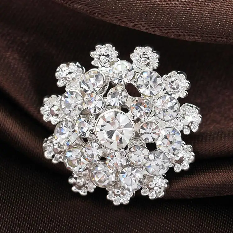 High Quality Fine Bijouterie Rhinestone Snowflake Brooch Small Collar Pin Brooches Wholesale Hat Decoration YBRH-0212