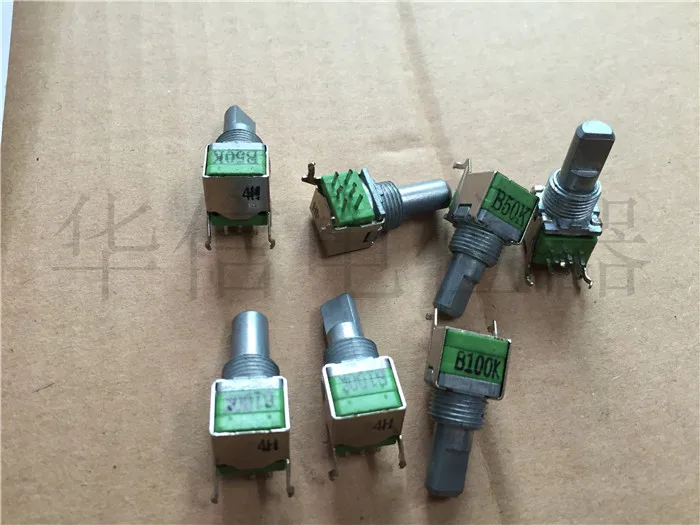 Original new 100% import 9011 type horizontal double potentiometer with midpoint B50K B100K handle length 15MMF (SWITCH) | Обустройство