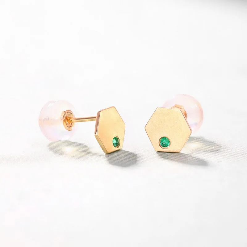 ANI 14 K женские свадебные серьги гвоздики из желтого золота с натуральным