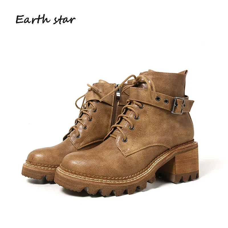 EARTH STAR/Новинка осени 2018 года Белые туфли в стиле ретро Женские модные брендовые