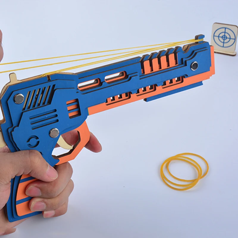 Боевой волк Резиновая лента пистолет diy деревянный набор для моделирования