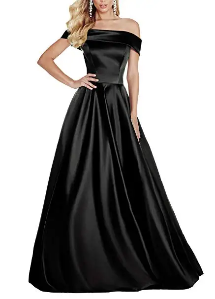 Черный Baijinbay vestido de festa длинное вечернее платье трапециевидной формы, простое вечернее платье с открытыми плечами, торжественное Пышное Платье на шнуровке, Robe De Soiree - Цвет: Черный