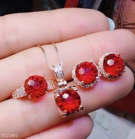 kjjeaxcmy exquisite jewelry 925 sterling silver inlaid red topaz earrings earrings pendant rings set support detection
