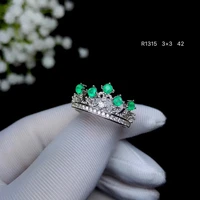 kjjeaxcmy boutique jewelryar 925 silver inlaid natural emerald female ring support detection