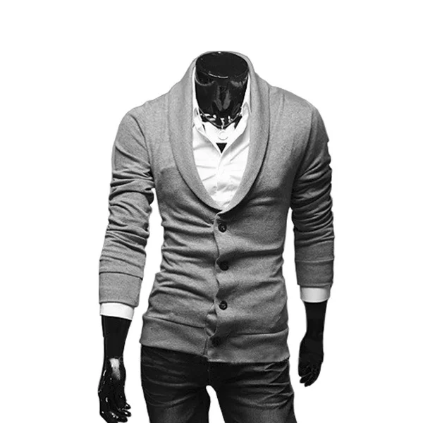 Новый мужской двубортный узкий кардиган с длинным рукавом | Мужская одежда