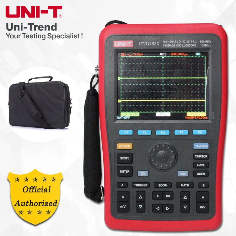 

UNI-T UTD1102C Handheld Digital Storage Oscilloscope; 2Channels/100MHz Bandwidth/500MS/s Sampling Rate