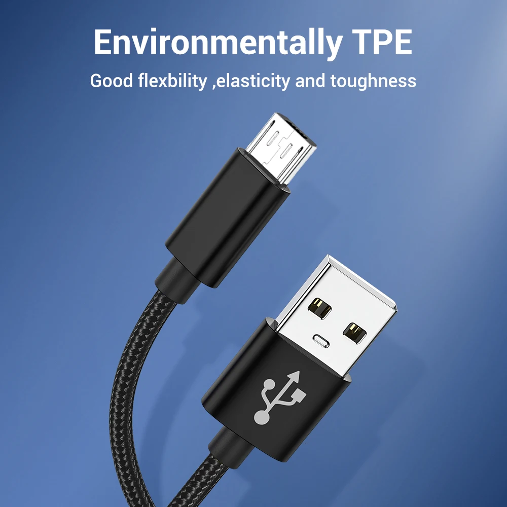 TOPK Micro USB кабель 2.4A нейлон Быстрая зарядка USB зарядка кабель для передачи данных для Android samsung Xiaomi Microusb зарядное устройство Шнур для телефона